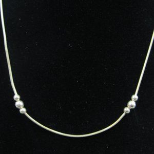 16" Sterling Silver Simple Beaded Style Necklace Vintage